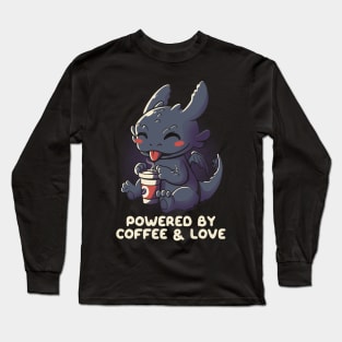 Powered By Coffee and Love Funny Dragon Long Sleeve T-Shirt